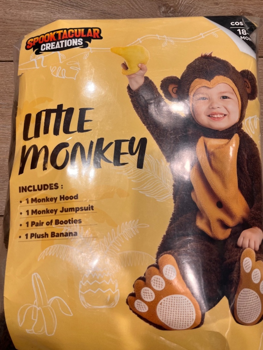 Spooktacular Creations Toddler Monkey Costume with Banana -- like new